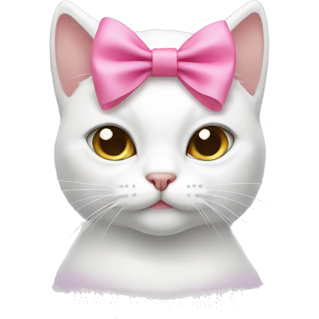 White cat with pink bow emoji