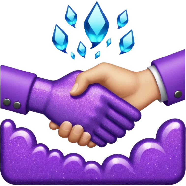 Glitter Purple and Cian handshake emoji