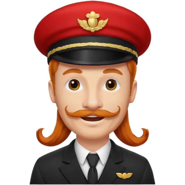 bellboy face long hair ginger bellboy red hat mustache emoji