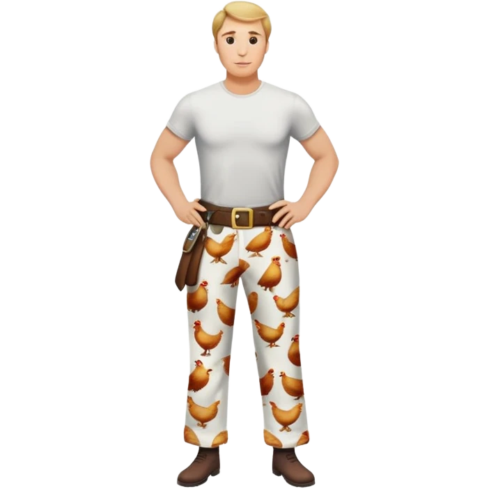 Guy with big chicken on pants
 emoji