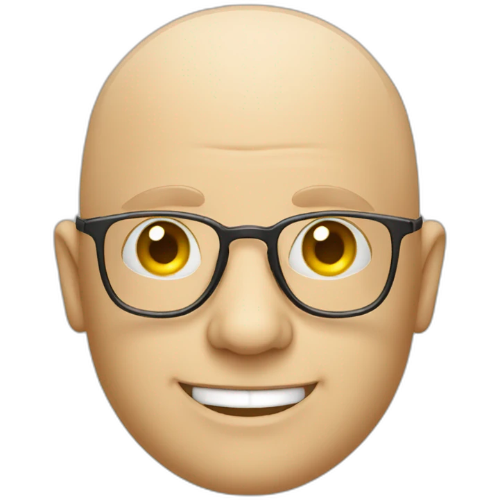 Bald smiley mob man with glasses emoji