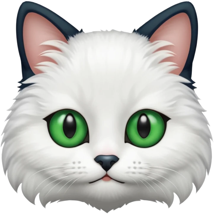 black and white cat, heterochromia one blue one green eye, tricky smile emoji