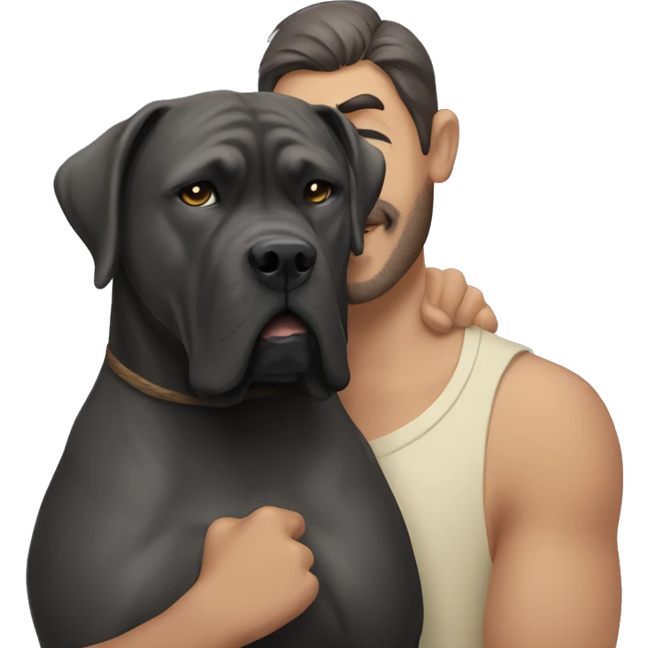 Man snuggling cane corso emoji