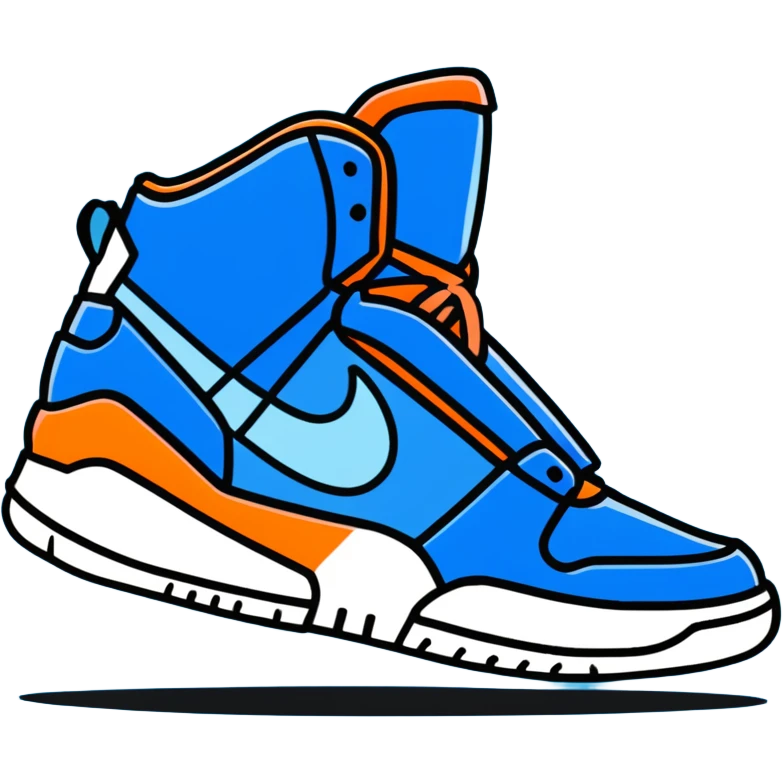 sporty blue Nike basketball shoes with nike logo emoji