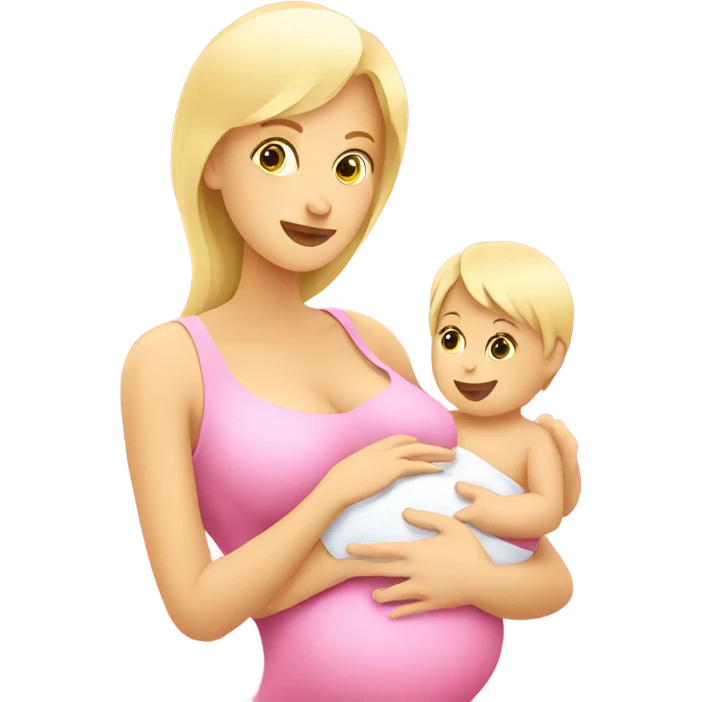 blonde woman breast feeding baby. pink emoji