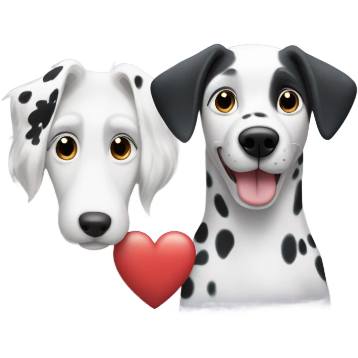 dalmatian and white and grey husky with big heart over head emoji