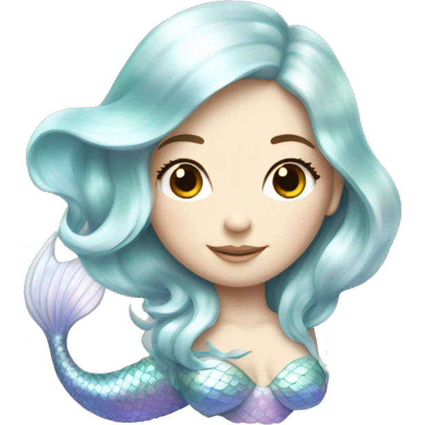 Iridescent mermaid white girl with iridescent tail emoji