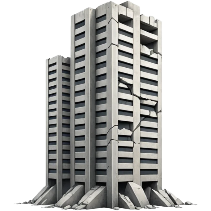 A high-rise building that is cracking and collapsing emoji