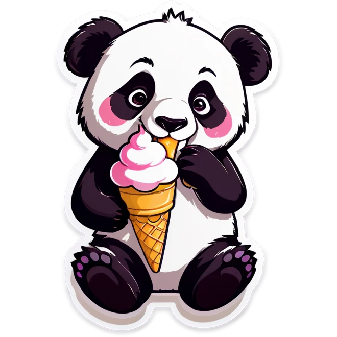 Panda eating ice cream emoji