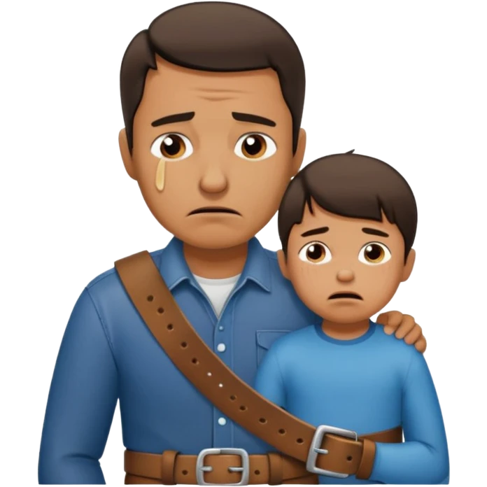 Dad using belt on kid emoji
