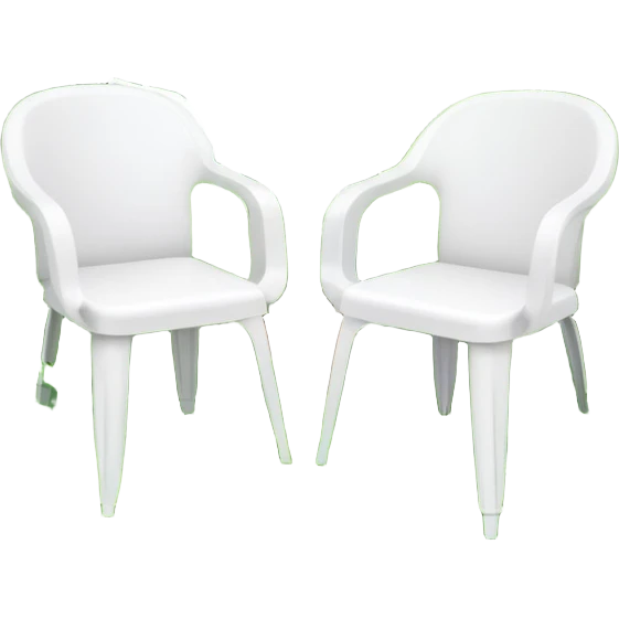 2 white Plastic chairs in jungle plants emoji