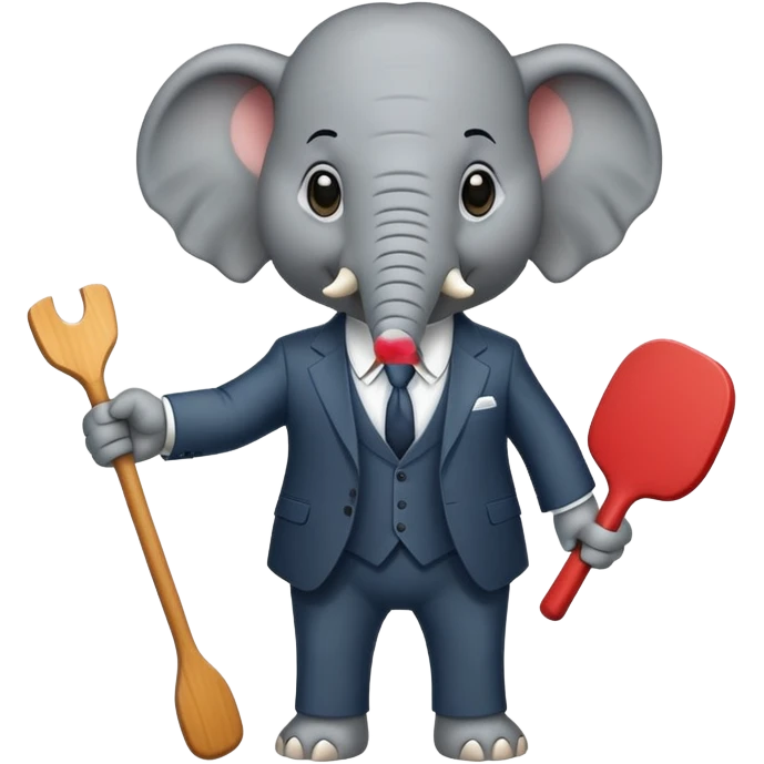 gangster elephant in suit with threatening paddle emoji