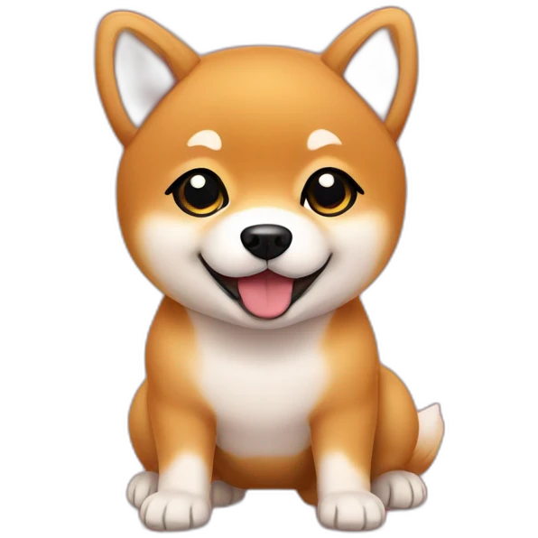 Baby shiba inu cartoon with red background emoji