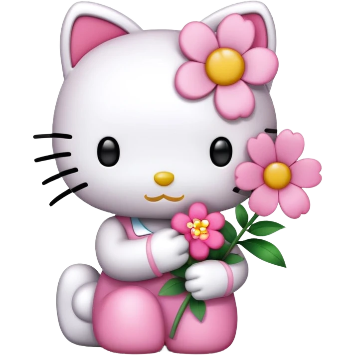 HelloKitty hug flower emoji