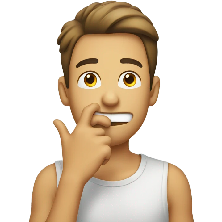 Hand over mouth as in smile emoji