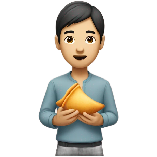 Asain with fortune cookie emoji