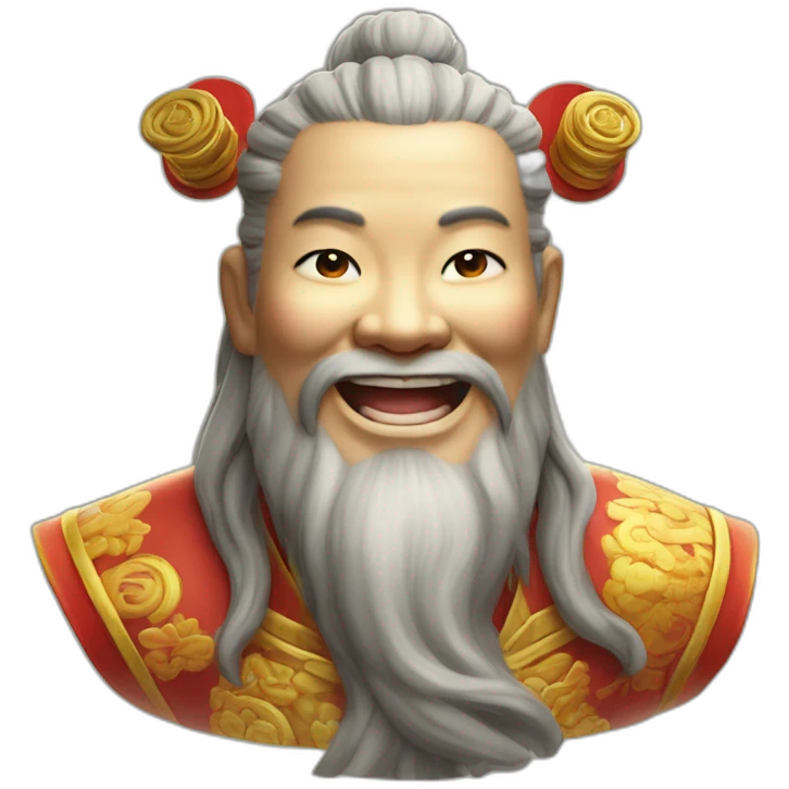 Smiling photo realistic enchanting chinese god of Fortune emoji