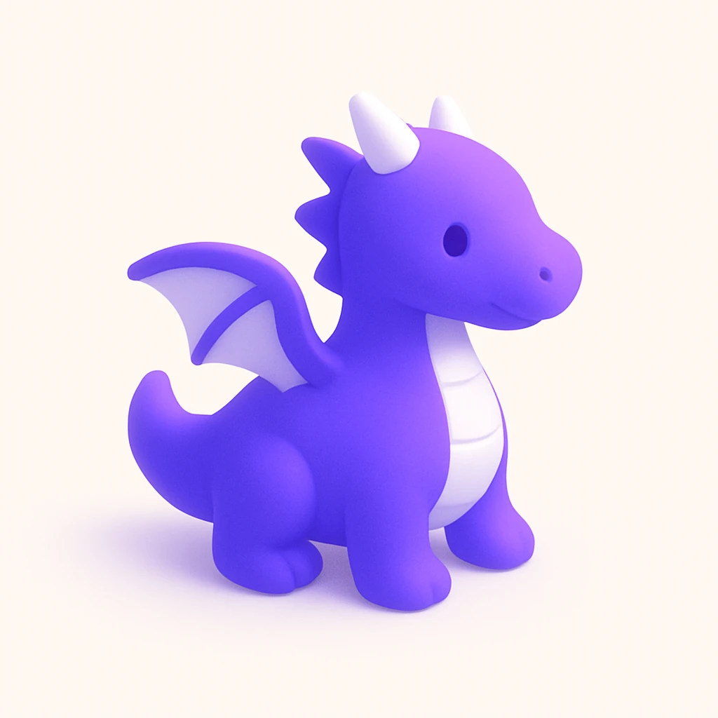 a purple dragon, fun and appealing style emoji