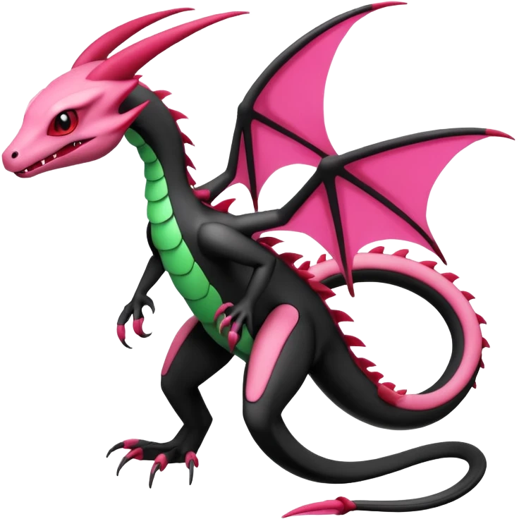 Magenta, black and white Flygon-Gorebyss-Salandit-Pokémon-Fakémon-creature-fusion-hybrid emoji