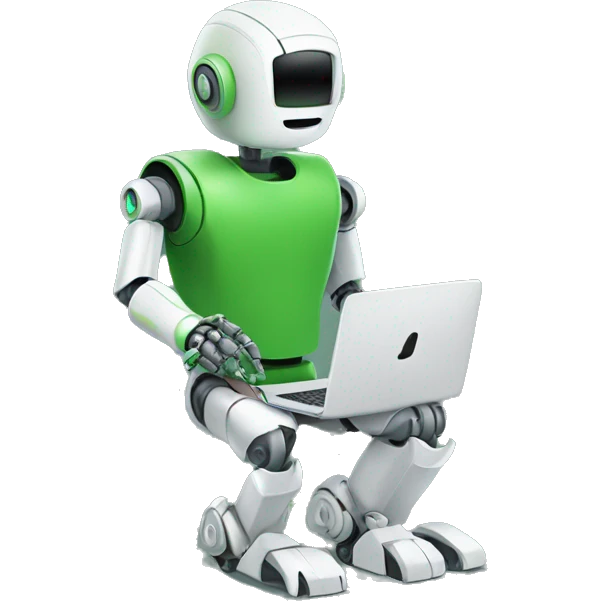 robot in laptop wearing green t-shirt emoji