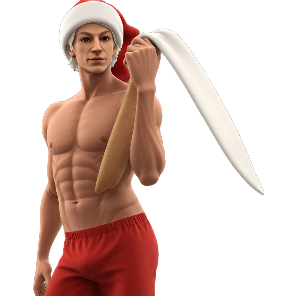 topless boy with santa hat emoji
