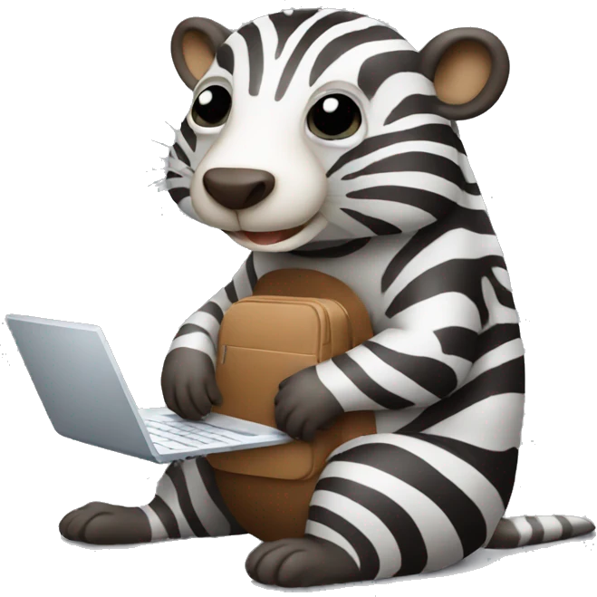 zebra beaver with laptop emoji