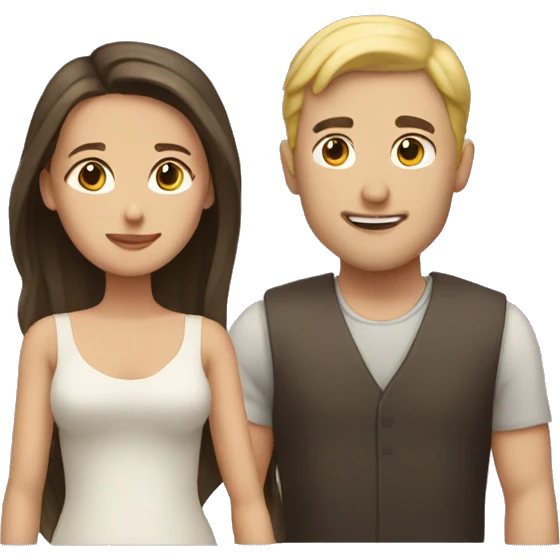 Blond man and brunette woman in love emoji