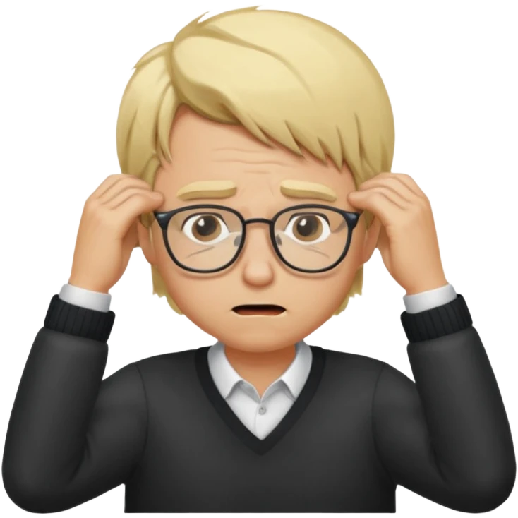 Man pulling hair out with glasses and blonde emoji
