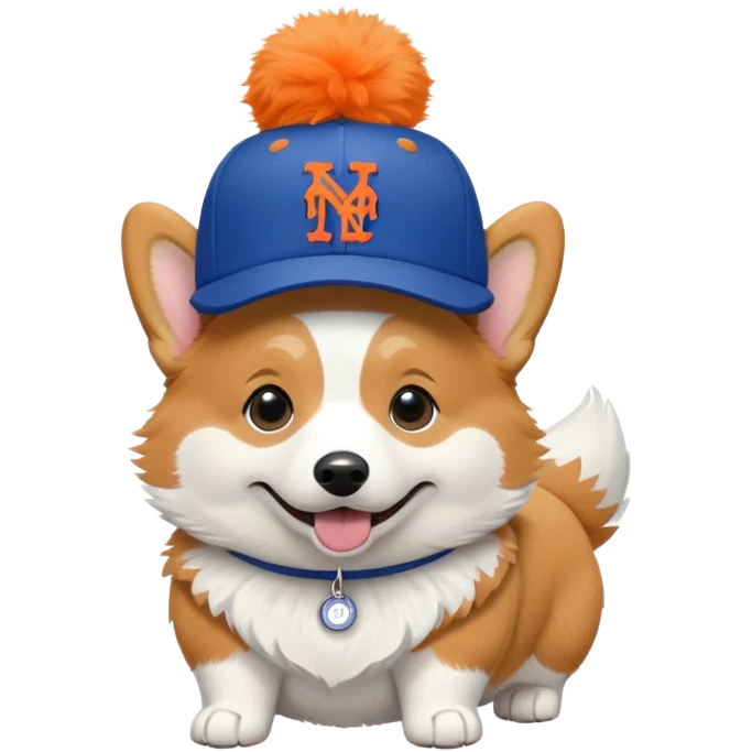 Corgi with Ny Mets hat emoji