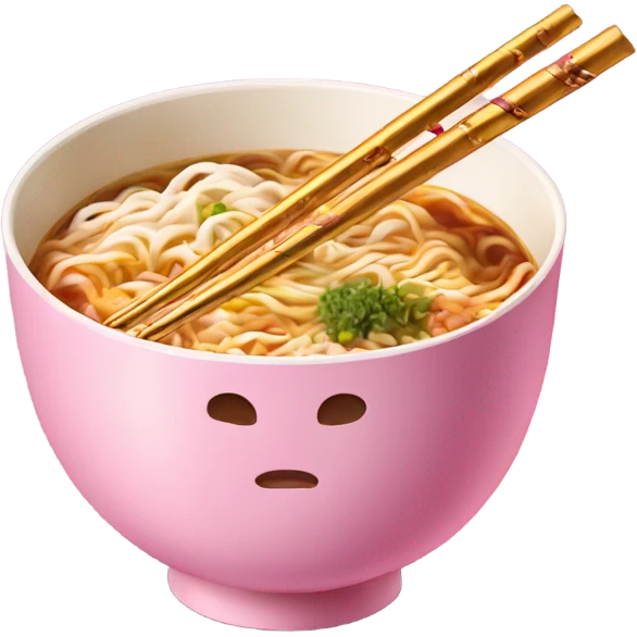 traditional ramen, pink and gold bowl, gold chopsticks emoji