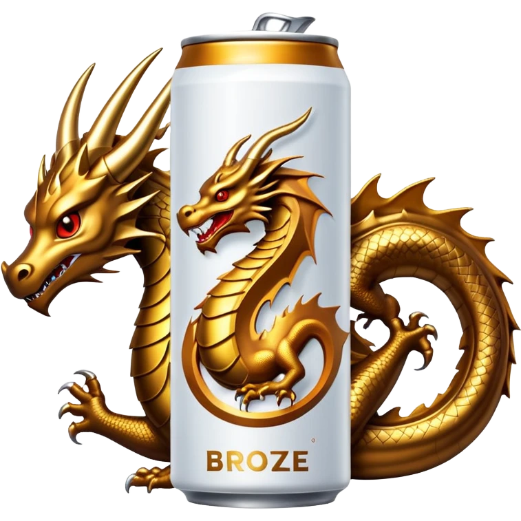 energy drink can with a bronze dragon on it. emoji