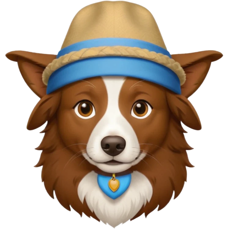 brown border collie with Uyghur hat emoji