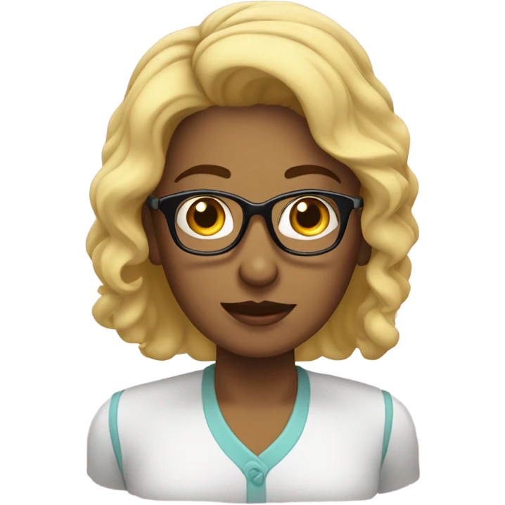 mujer cabello corto, lacio, con lentes emoji