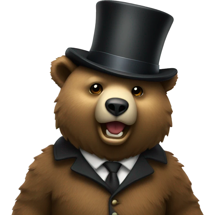 Bear with top hat and microphone emoji