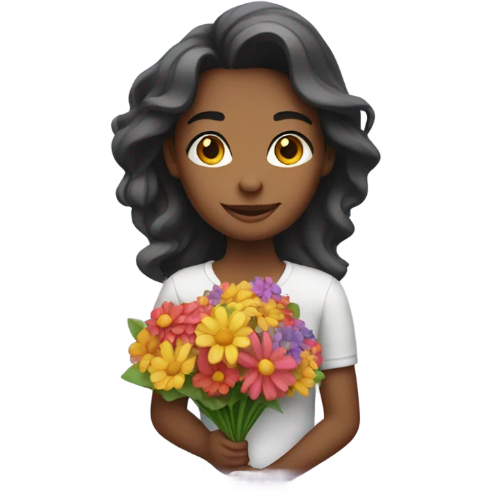 girl holding flowers  emoji