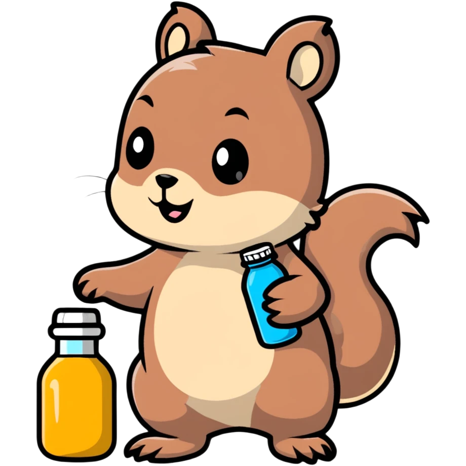 Baby squirrel with a bottle emoji