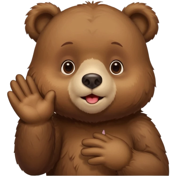 i want a animated bear like dudu the bear sends a kiss with his left hand then right hand emoji