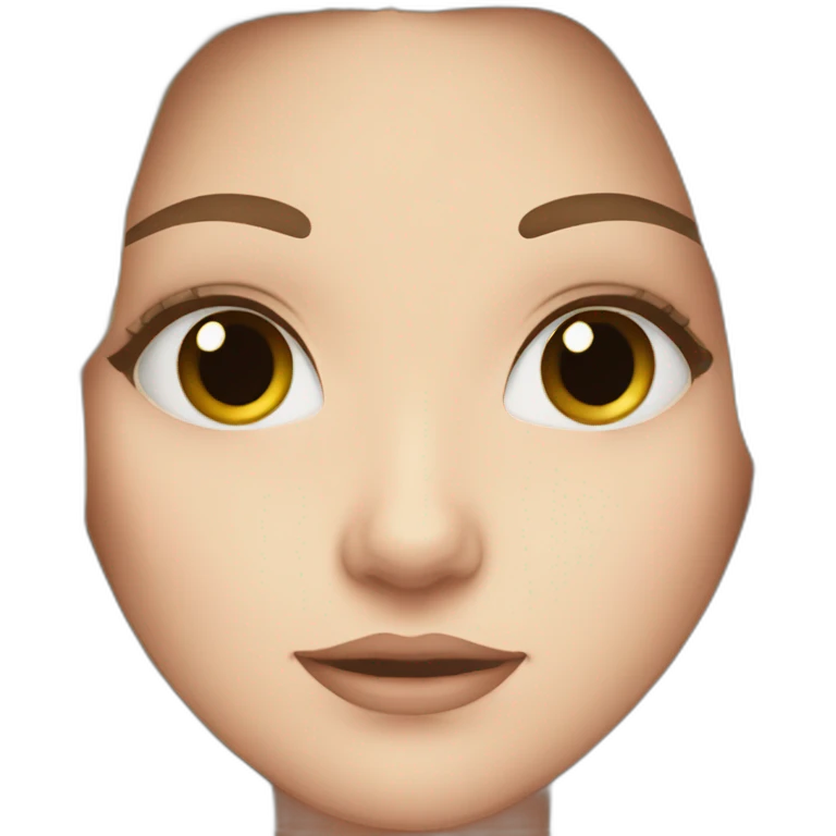 White girl with black eyes and long dark brown hair bella haidid face emoji