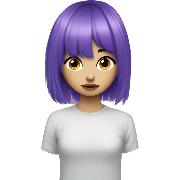 girl with purple hair curtain bangs emo emoji