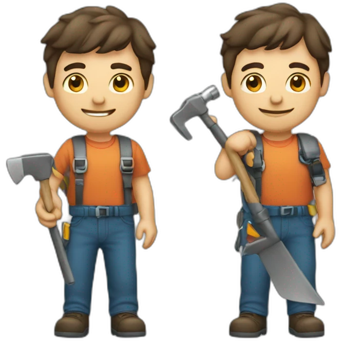 a man and a tool emoji