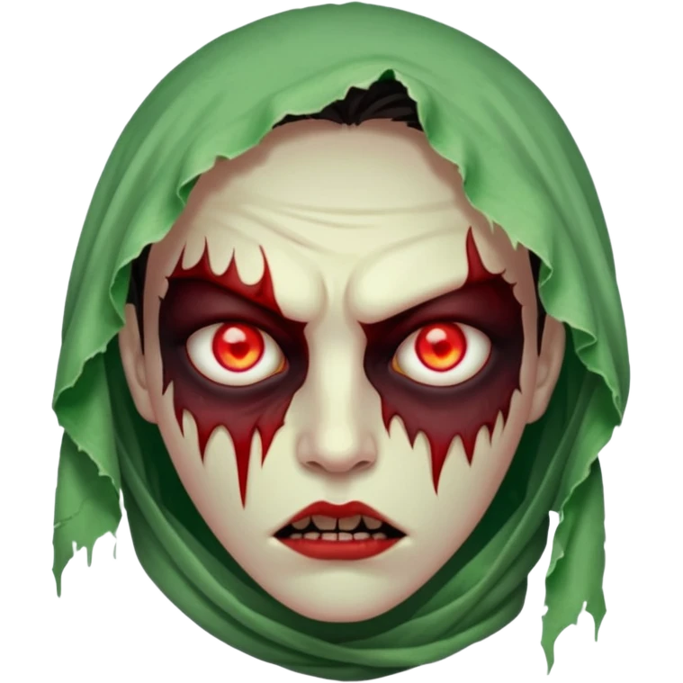 Cursed: Torn wrappings, glowing red eyes, green mist around.
 emoji