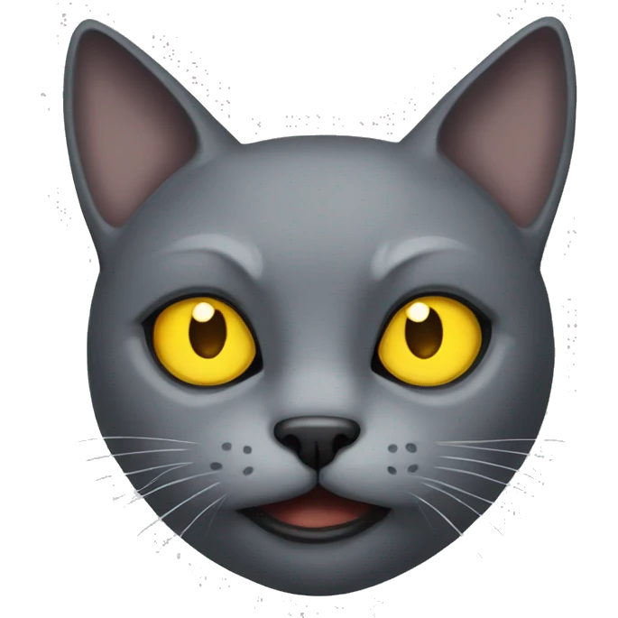 Evil grey cat with yellow eyes emoji