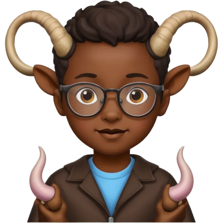 black child with goat horn and eyeglasses emoji