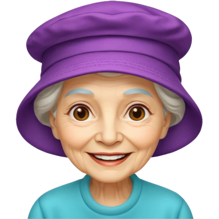 elderly women with hats with cap emoji