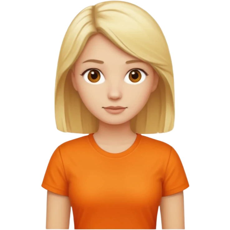 woman with blond hair standing showing full body with orange shirt emoji