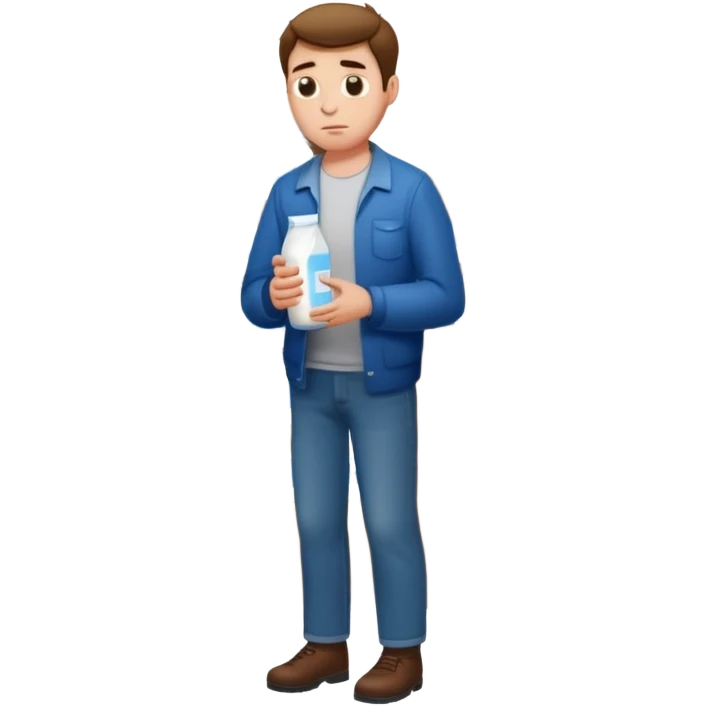 sad man full body buying a milk emoji