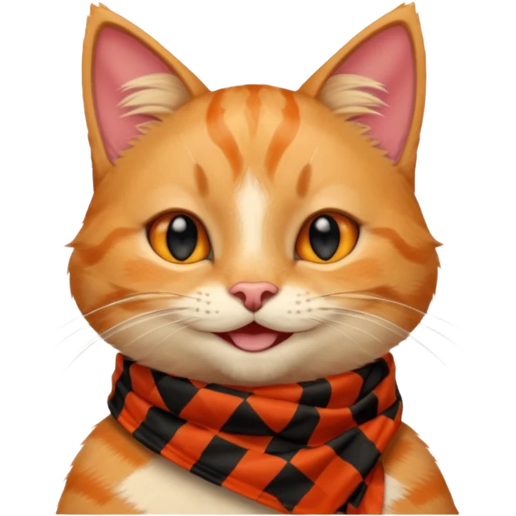 Cat smiling and giving thumbs up, wearing red Checkered Triangle scarf emoji