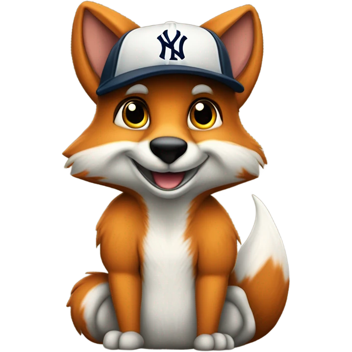 Jeune Furry renard / mignon / allongé sur le dos / musclé / harnais / casquette yankees  emoji