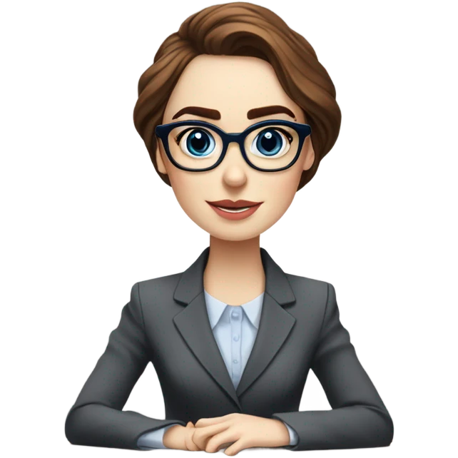 Lily collins blue eyes wearing glasses in a business meeting  emoji