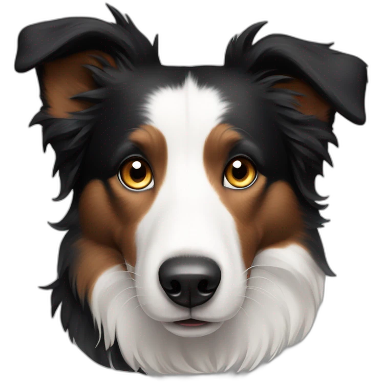 black border collie dog, no white patches, with kind eyes and gentle face emoji